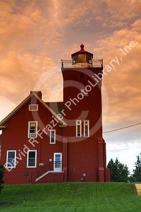 The Two Harbors Lighthouse overlooking Agate Bay on Lake Superior located in Two Harbors, Minnesota, USA.