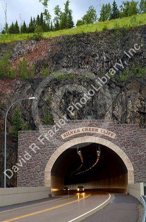 The Silver Creek Cliff highway tunnel is located on the North Shore of Lake Superior north of Two Harbors, Minnesota, USA.