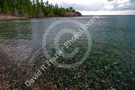 Rocky shore of Lake Superior, north of Sault Ste. Marie, Ontario, Canada.