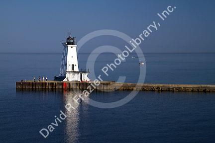 The Ludington Light at the end of the breakwater on the Pere Marquette Harbor located in Ludington, Michigan, USA.
