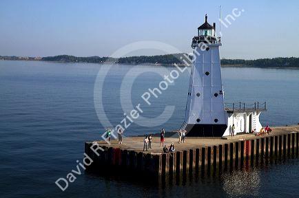 The Ludington Light at the end of the breakwater on the Pere Marquette Harbor located in Ludington, Michigan, USA.