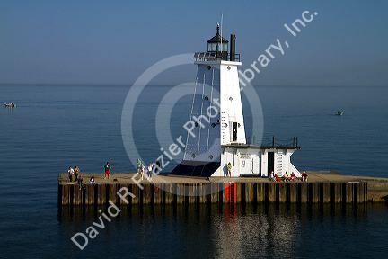 The Ludington Light at the end of the breakwater on the Pere Marquette Harbor located in Ludington, Michigan, USA.