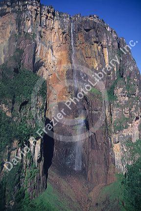 Angel Falls in Venezuela, highest falls in the world at 1,000 meters.