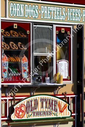 Shop selling snacks on Pier 39 in San Francisco, California, USA.