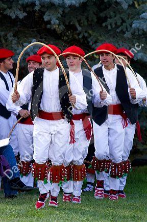 The Oinkari Basque Dancers perform at the Trailing of the Sheep Festival in Hailey, Idaho, USA.