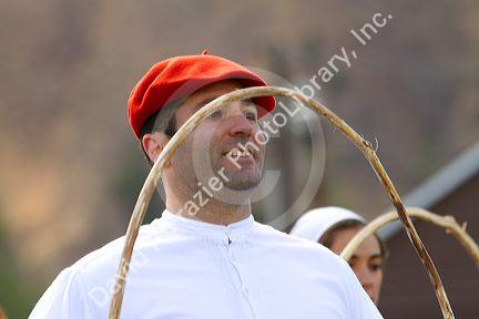 The Oinkari Basque Dancers perform at the Trailing of the Sheep Festival in Hailey, Idaho, USA.
