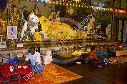 Laying buddha at the Shwedagon Paya located in (Rangoon)Yangon, (Burma) Myanmar.