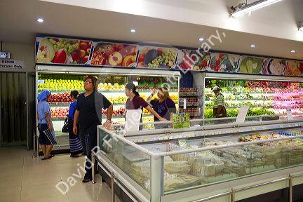 Interior of a shopping market in (Rangoon) Yangon, (Burma) Myanmar.