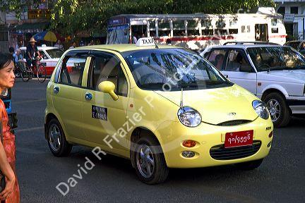Chery Automobile used as a taxi in (Rangoon) Yangon, (Burma) Myanmar.