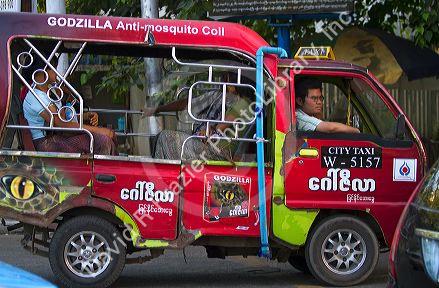 Open air taxi in (Rangoon) Yangon, (Burma) Myanmar.