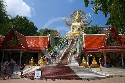The Big Buddha temple and landmark is located on the Northeast side of the island of Ko Samui, Thailand.