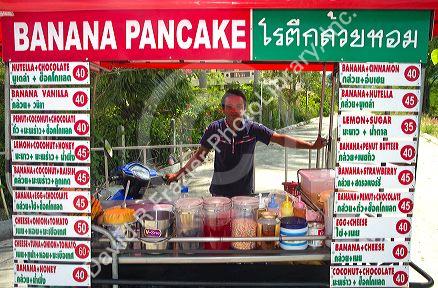 Banana pancake street food vendor on the island of Ko Samui, Thailand.
