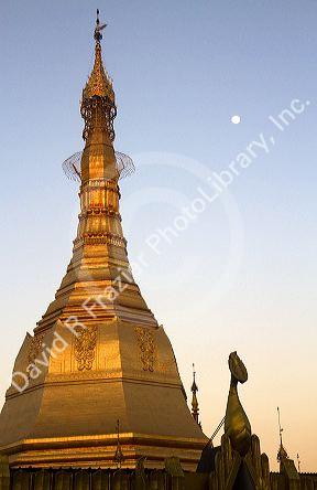 Sule Paya located in the heart of downtown (Rangoon) Yangon, (Burma) Myanmar.