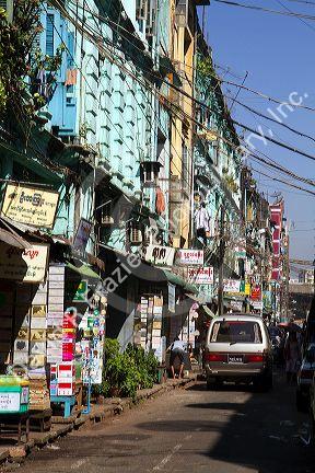 Street scene in central (Rangoon) Yangon, (Burma) Myanmar.
