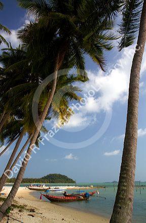 Fishing boats in the Gulf of Thailand on the island of Ko Samui, Thailand.