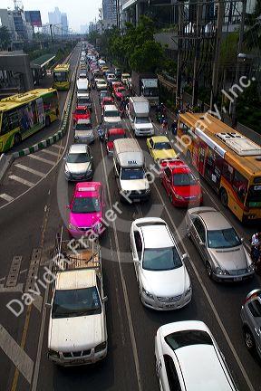 Traffic jam in Bangkok, Thailand.