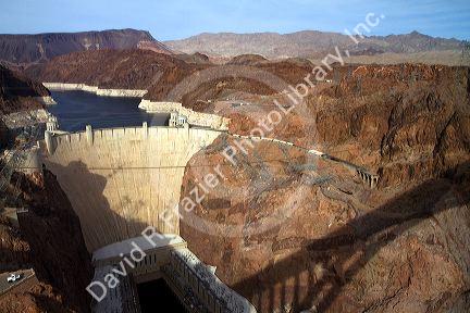 The Hoover Dam located in the Black Canyon of the Colorado River on the border between Arizona and Nevada, USA.