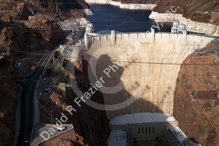 The Hoover Dam located in the Black Canyon of the Colorado River on the border between Arizona and Nevada, USA.
