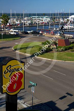Wind in the Sails bronze sculpture by Kent Ullberg located on the bay at Corpus Christi, Texas, USA.