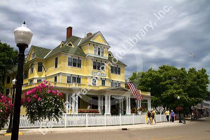 The Windermere Hotel located on Main Street on Mackinac Island located in Lake Huron, Michigan, USA.