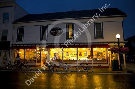 Sanders chocolate shop on Mackinac Island located in Lake Huron, Michigan, USA.