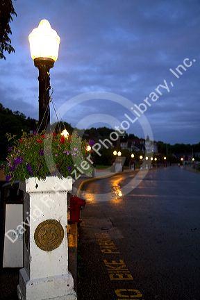 Street light on Mackinac Island located in Lake Huron, Michigan, USA.