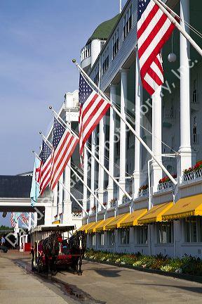The Grand Hotel on Mackinac Island located in Lake Huron, Michigan, USA.