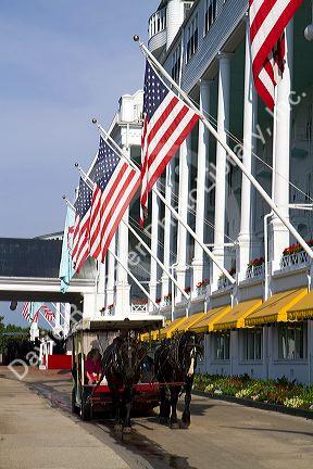 The Grand Hotel on Mackinac Island located in Lake Huron, Michigan, USA.