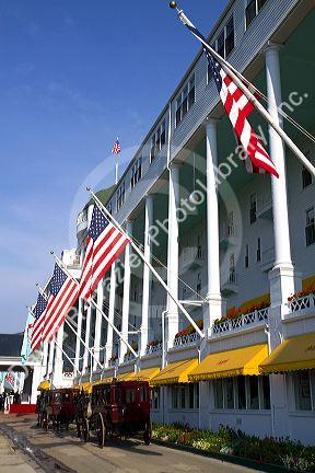 The Grand Hotel on Mackinac Island located in Lake Huron, Michigan, USA.
