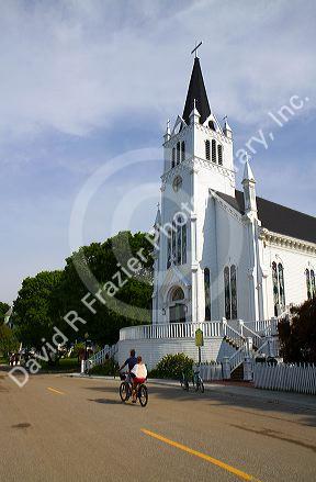 Ste. Anne Catholic Church on Mackinac Island located in Lake Huron, Michigan, USA.