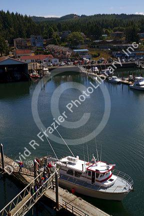 Sport fishing boat docked at Depoe Bay, Oregon, USA.