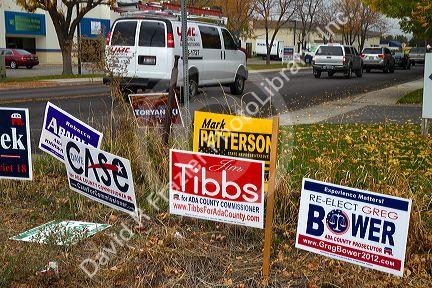 Campaign signs in Boise, Idaho, USA.