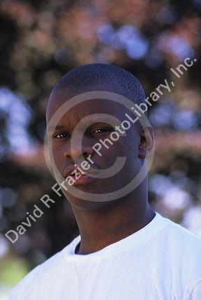 A portrait of a teenage African American male.