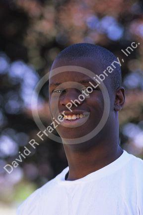A portrait of a teenage African American male.