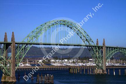 Yaquina Bay Bridge spanning the Yaquina Bay at Newport, Oregon, USA.