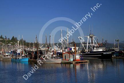 Waterfront and harbor at Yaquina Bay in Newport, Oregon, USA.