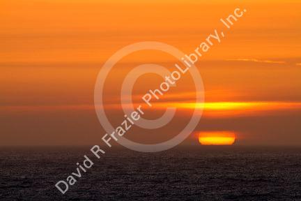 Sunset on the pacific ocean at Newport, Oregon, USA.