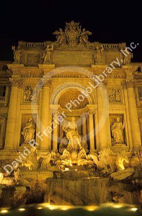 Trevi Fountain at night in Rome, Italy.