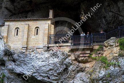 The Holy Cave of Covadonga located in Asturias, northern Spain.