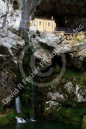 The Holy Cave of Covadonga located in Asturias, northern Spain.