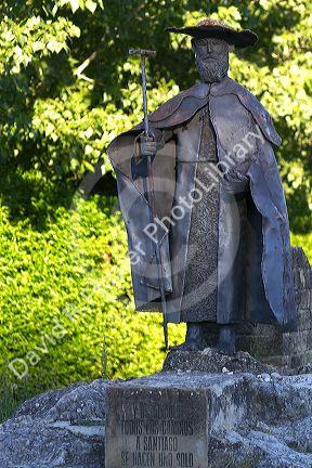 A statue of St. James along the Way of St. James pilgrimage route, Navarra, Spain.