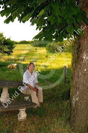 American tourist enjoying the rural countryside near Angouleme in southwestern France.