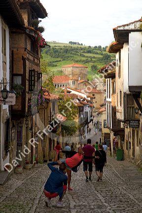 Walking street in the village of Santillana del Mar, Cantabria, Spain.