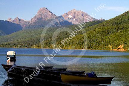 Boating on Lake McDonald, the largest lake in Glacier National Park, Montana, USA.