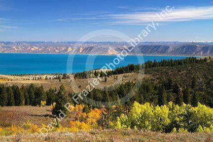 Bear Lake overlook from the Utah bordering side, USA.