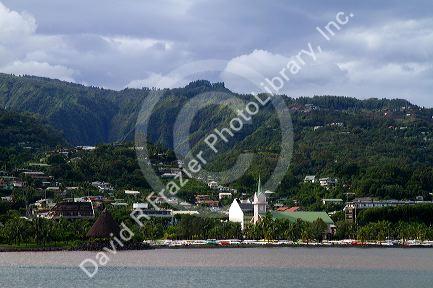 View of the city of Papeete, Tahiti, French Polynesia.