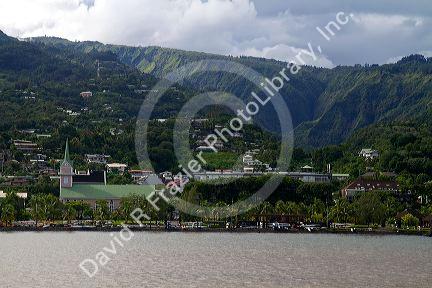View of the city of Papeete, Tahiti, French Polynesia.