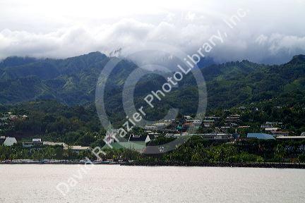 View of the city of Papeete, Tahiti, French Polynesia.