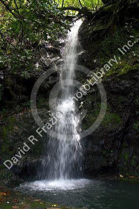 Waterfall on the island of Tahiti, French Polynesia.