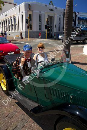 1930's vintage car during the Tremains Art Deco Weekend  at Napier in the Hawke's Bay Region, North Island, New Zealand.